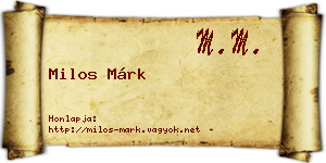 Milos Márk névjegykártya